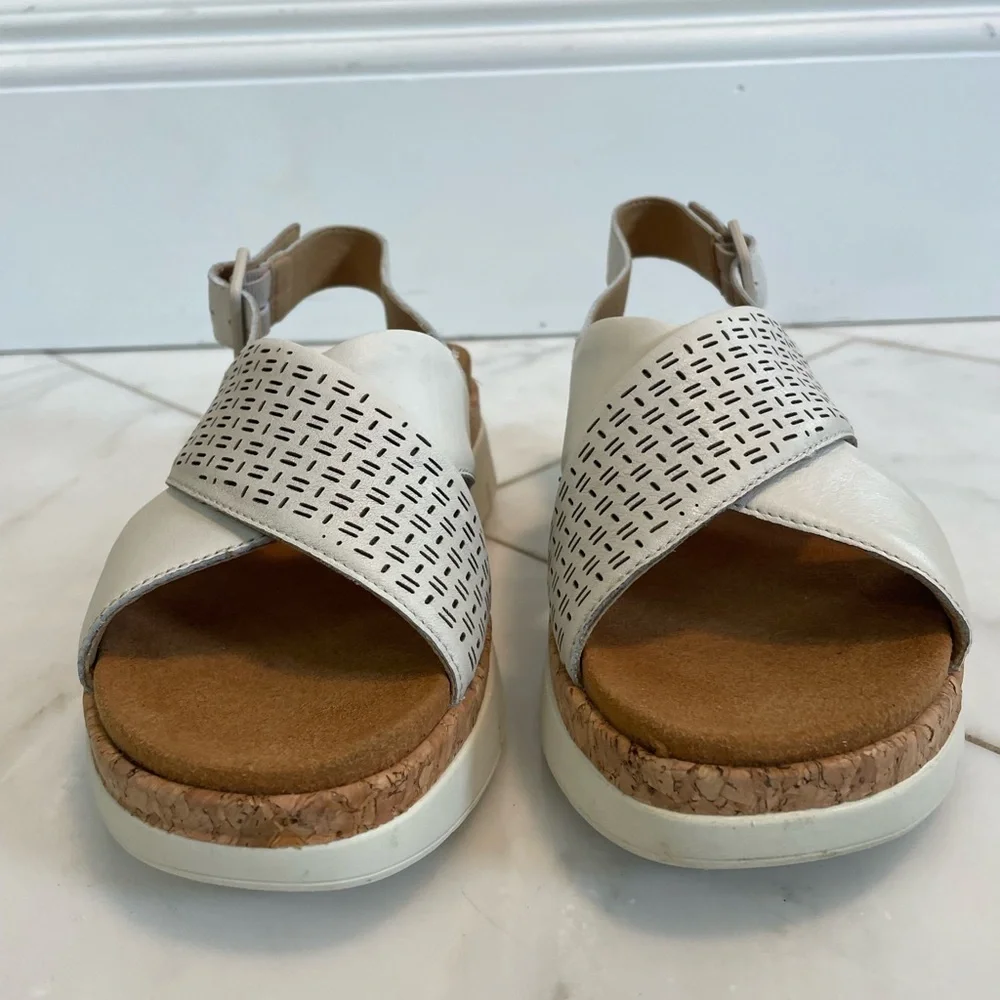 Pikolinos, women’s 5.5-6 euro 36, cream and tan leather platform summer sandals - Picture 3 of 9